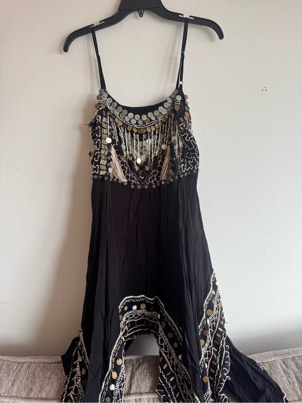Free People Embellished Handkerchief Hem Dress size 4